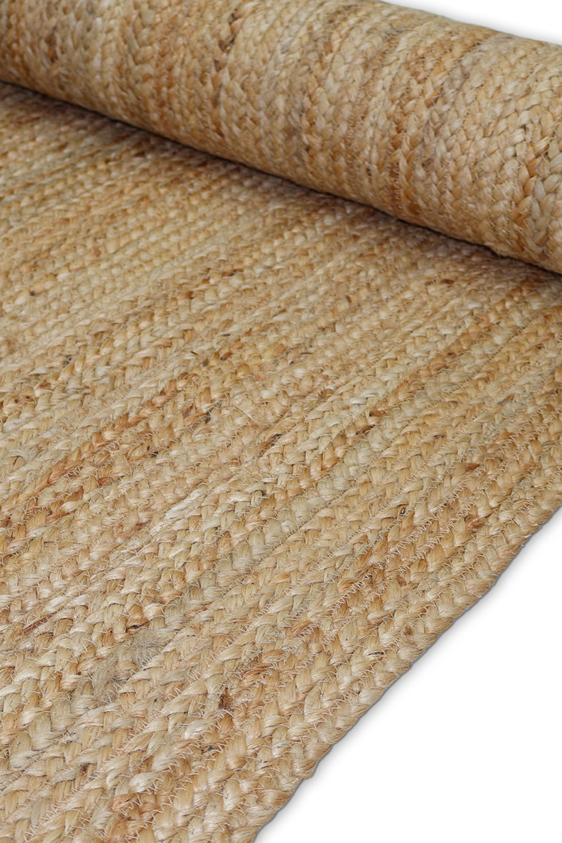 Stunning Hand Braided Beige Jute Rug - Image 4