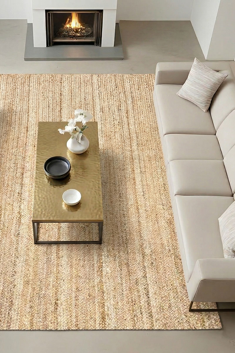 Stunning Hand Braided Beige Jute Rug - Image 6