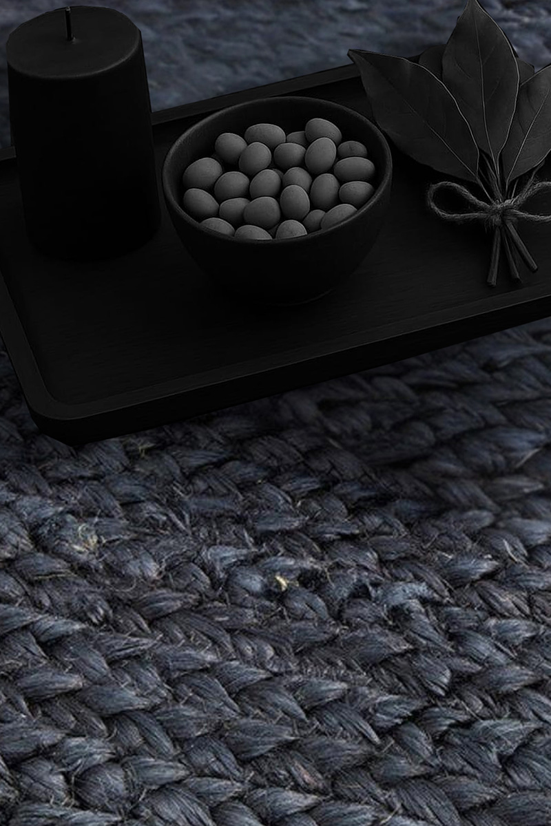 Stunning Hand Braided Black Jute Rug - Image 6