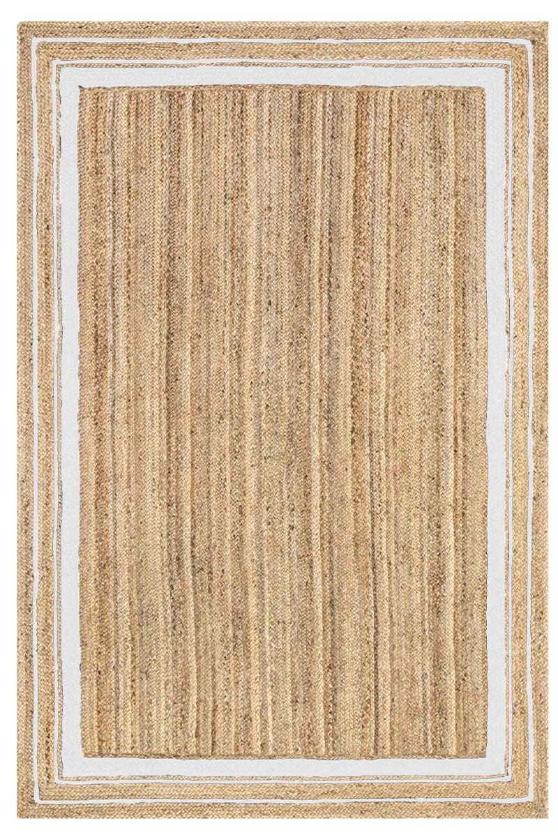 Handmade Indian Jute Rug with White Border
