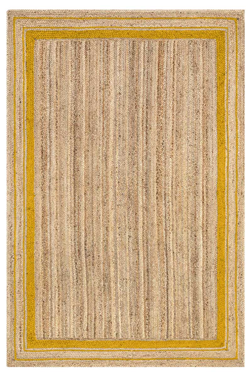 Hand Braided Natural Yellow Bordered Jute Rug