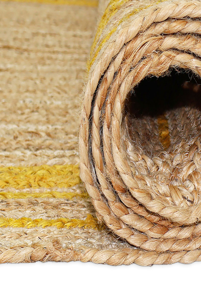 Hand Braided Natural Yellow Bordered Jute Rug - Image 3