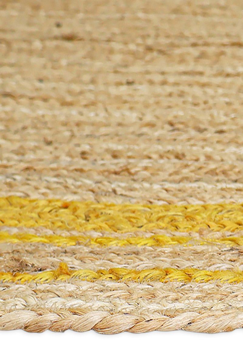 Hand Braided Natural Yellow Bordered Jute Rug - Image 4
