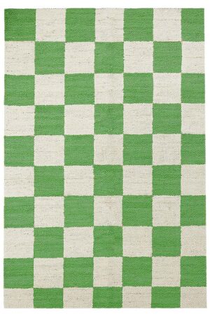 Exquisite Hand Woven Rug – Green Magenta Checkered 4x6 Rug