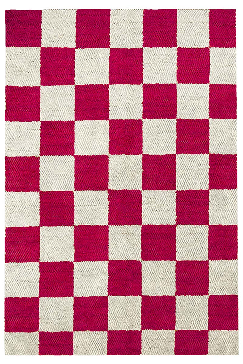 Exquisite Hand Woven Rug – Magenta Checkered Rug