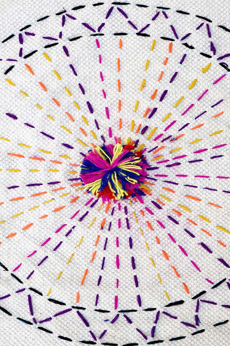 Boho Kantha Embroidered Cotton Area Rugs for Living Room - Image 3