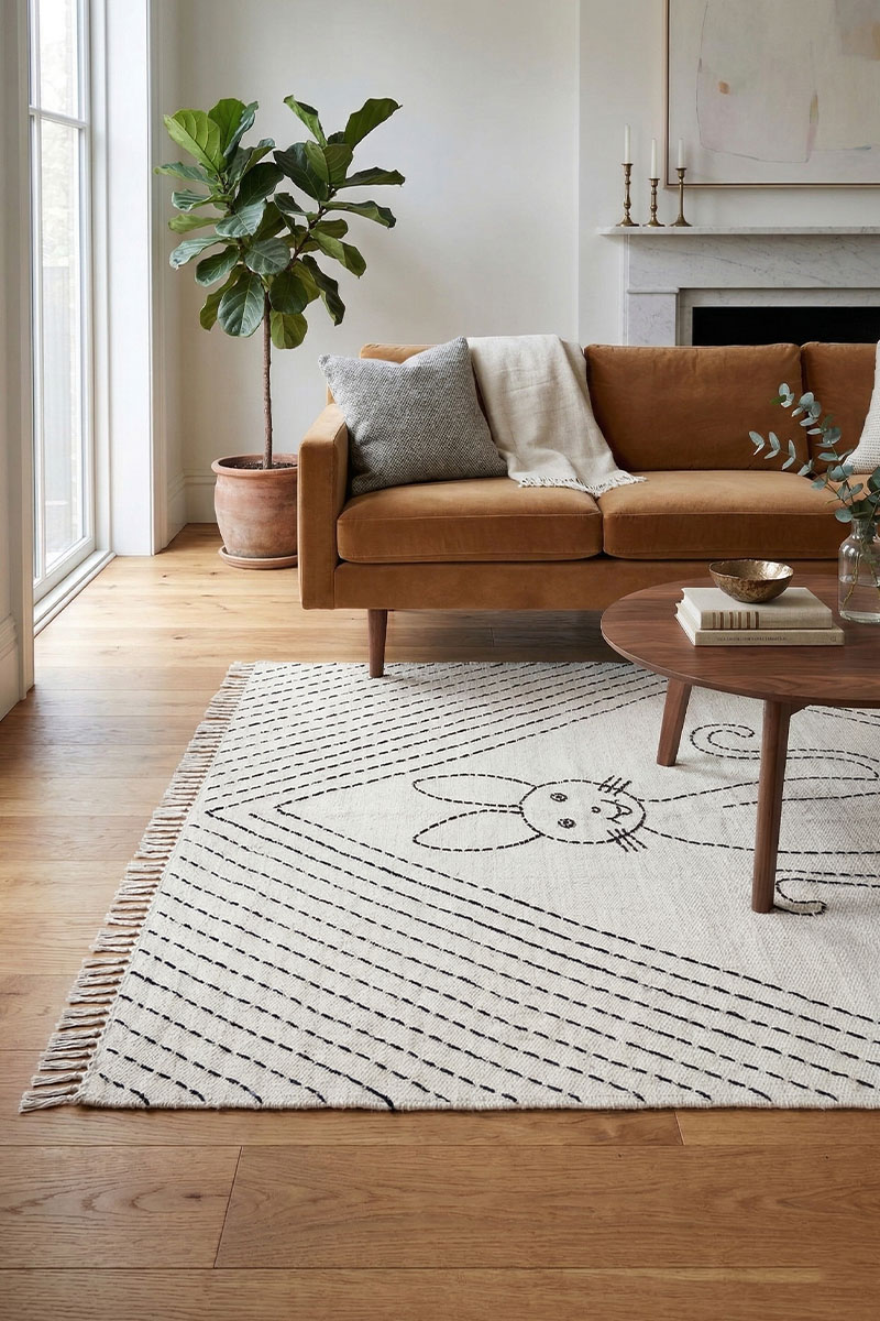 Stunning Kantha Cotton Rug - Unique Hand-Stitched Boho Dhurrie - Image 2