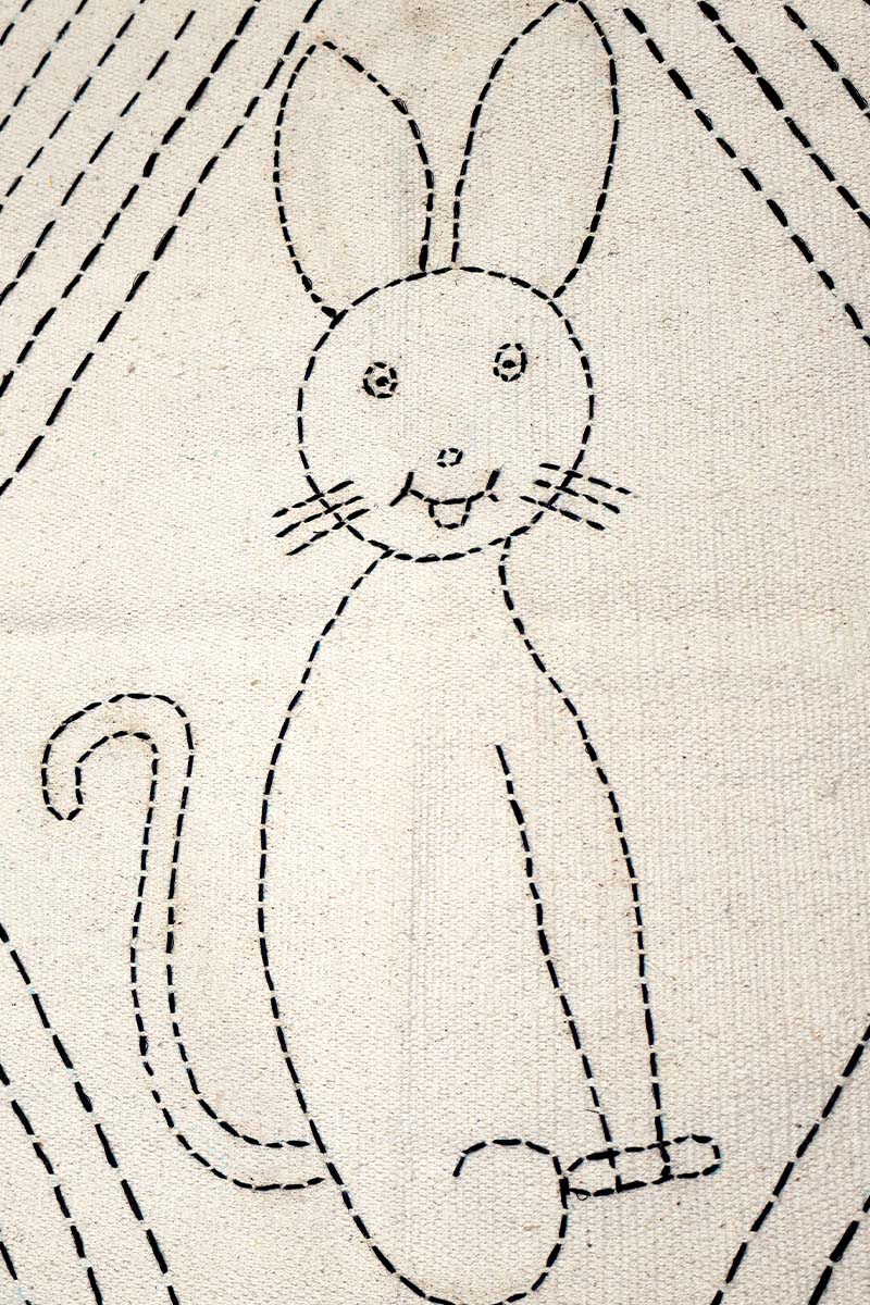 Stunning Kantha Cotton Rug - Unique Hand-Stitched Boho Dhurrie - Image 3