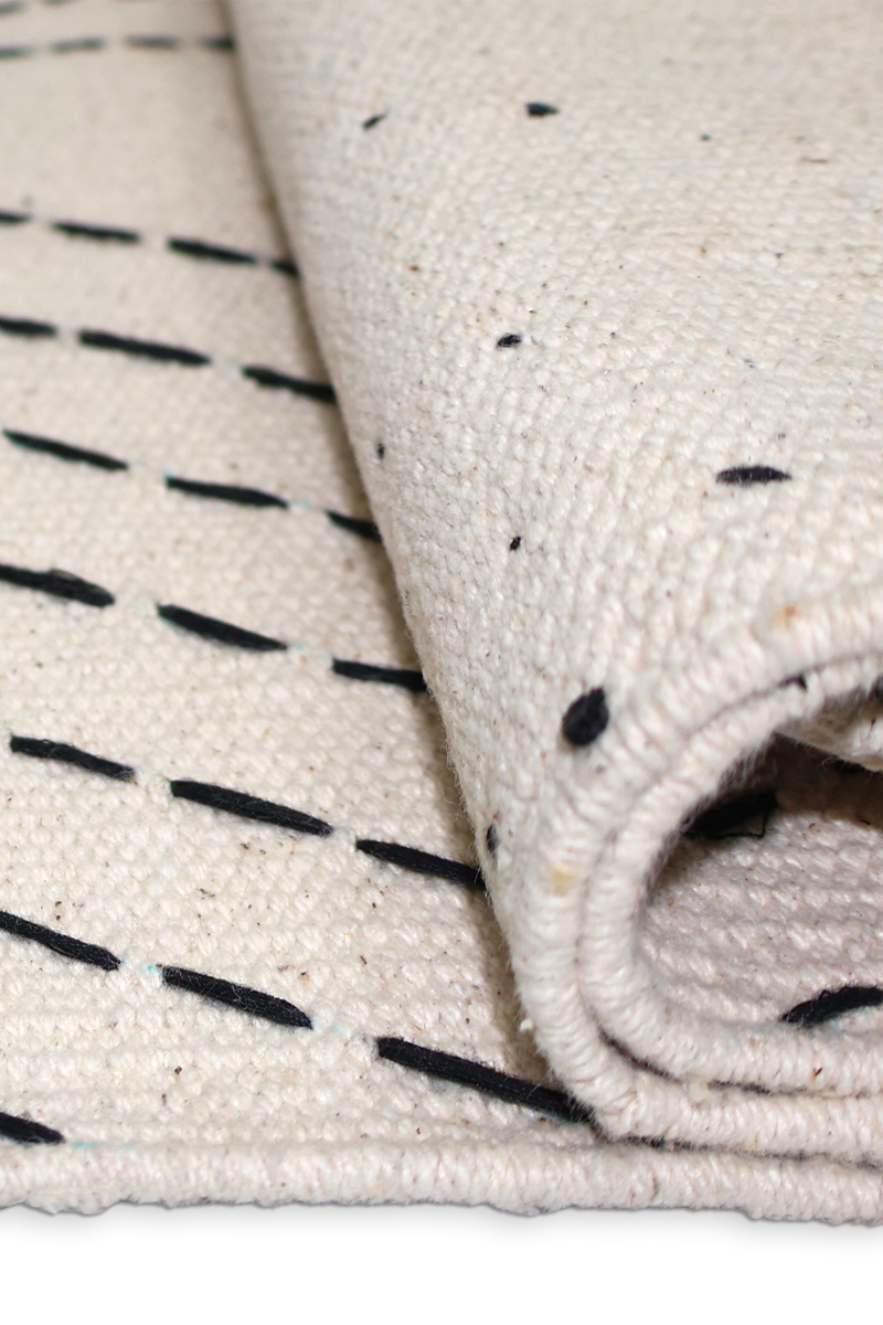 Stunning Kantha Cotton Rug - Unique Hand-Stitched Boho Dhurrie - Image 4