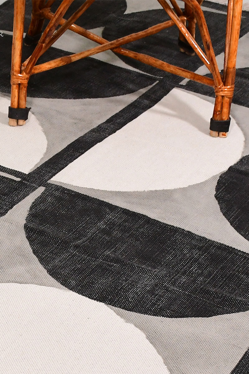 Handmade Half-Moon Hand Block Printed Rug - Image 5